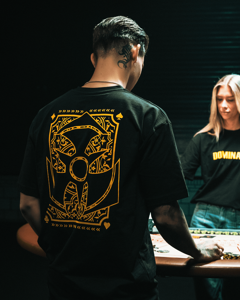 07. T-shirt Yellow Artwork black - Dominator Festival Store - TS1DOM2607