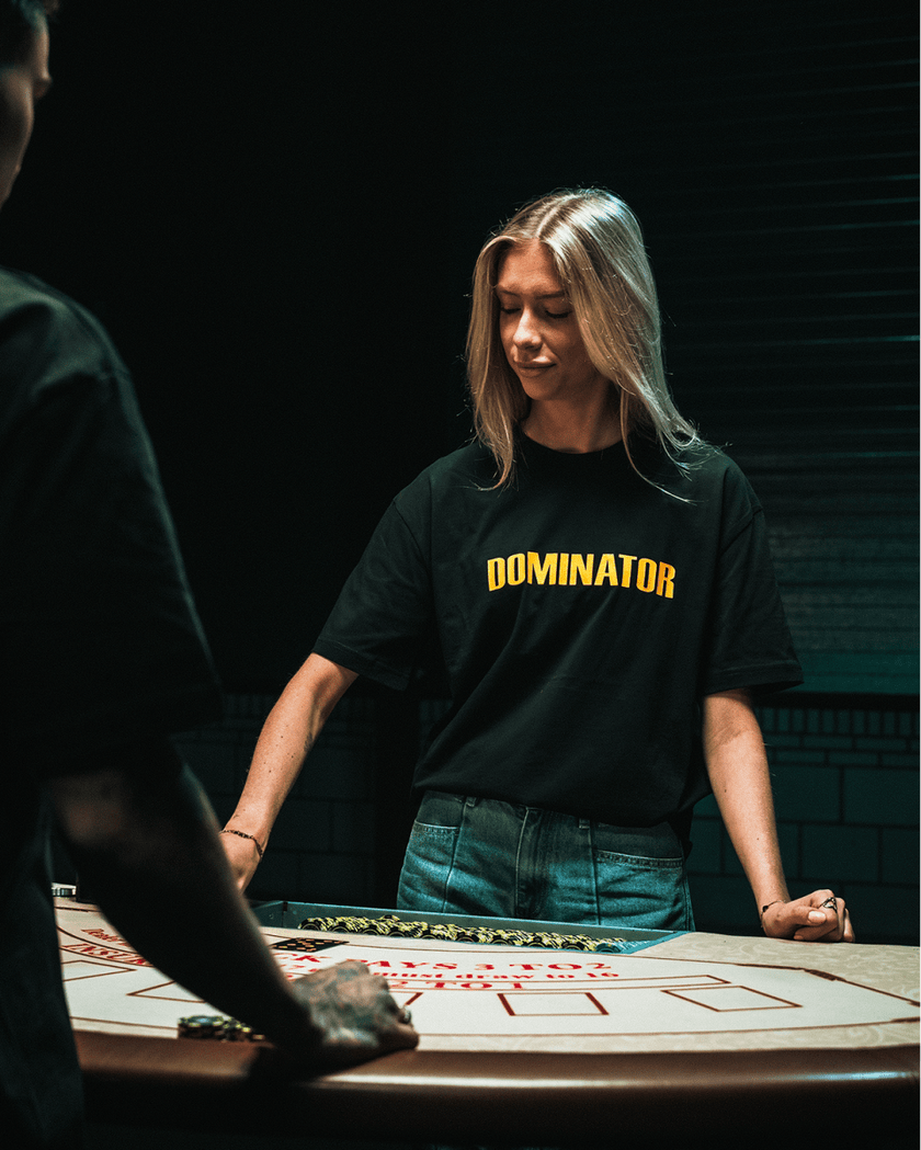 07. T-shirt Yellow Artwork black - Dominator Festival Store - TS1DOM2607