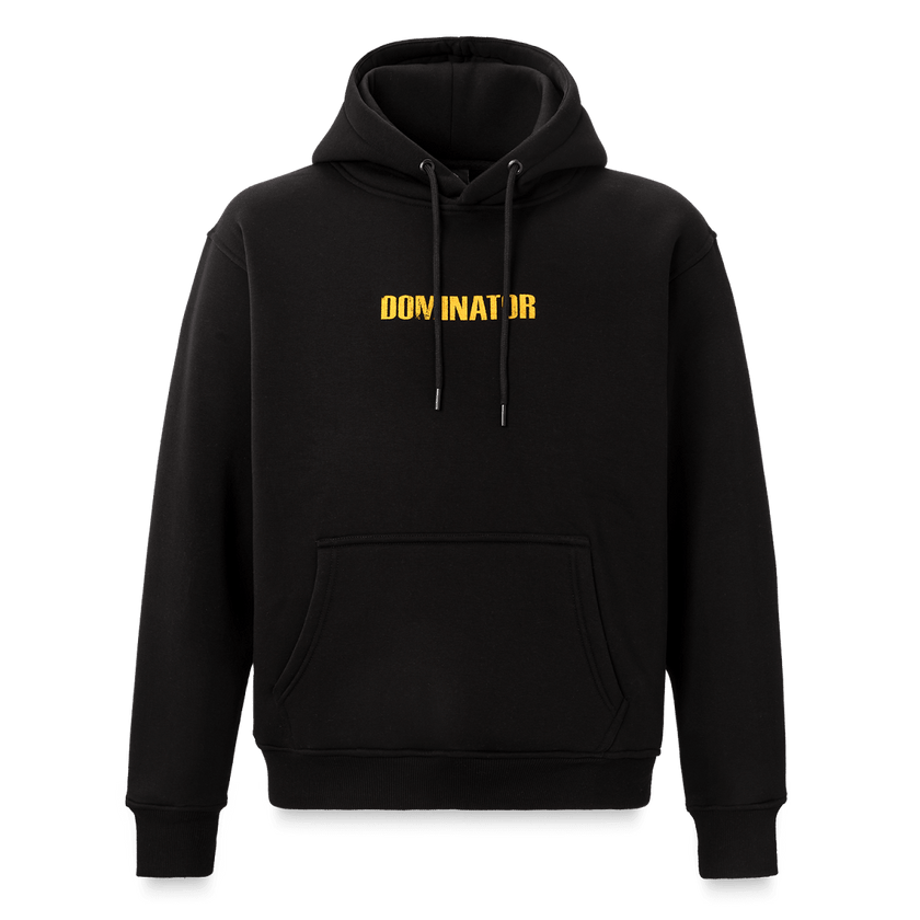 21. Hooded Sweater Logo Yellow black - Dominator Festival Store - HS1DOM2621
