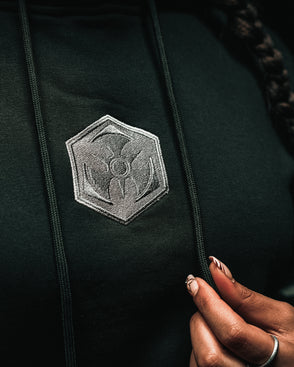 46. Hooded Sweater Utility Green/black cropped fit image